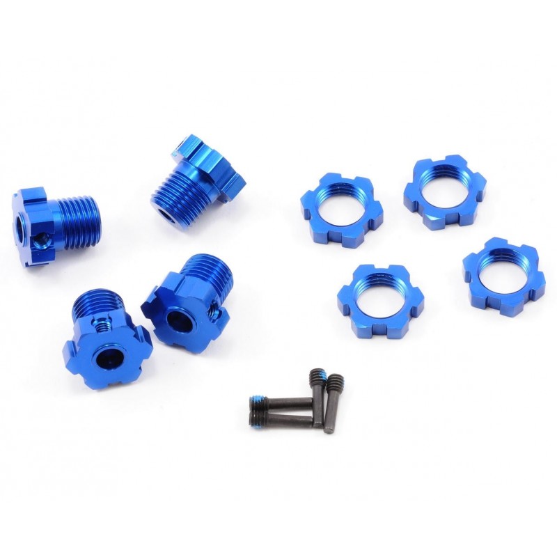 Traxxas blue anodized aluminum wheel hexagons + blue anodized wheel nuts 5353X