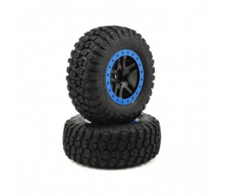 Traxxas complete wheels mounted/glued assy on blue sct rims 5883A