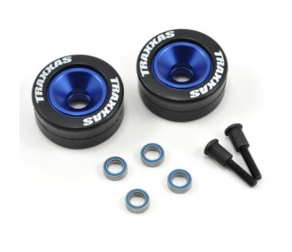 Traxxas roues alu anodisees bleu pour barre wheelie bar (2) 5186A