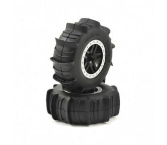 Traxxas tires + wheels satin chrome beadlock style shovel tires (2) 5891