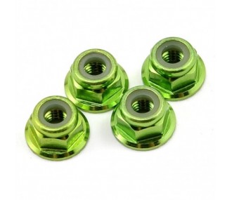 Traxxas ecrous nylstop epaules 4mm anodises vert (4) 1747G