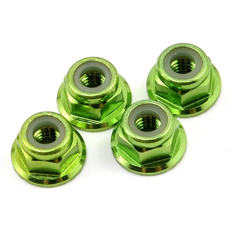 Traxxas ecrous nylstop epaules 4mm anodises vert (4) 1747G