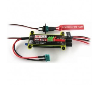 Jeti MAX BEC 2 - 12A

This appears to be a product name and specification, so it does not require translation as it is typically used in English as well. If you need an explanation:

- Jeti MAX BEC 2: Jeti is the brand, MAX BEC 2 is the product model (BEC