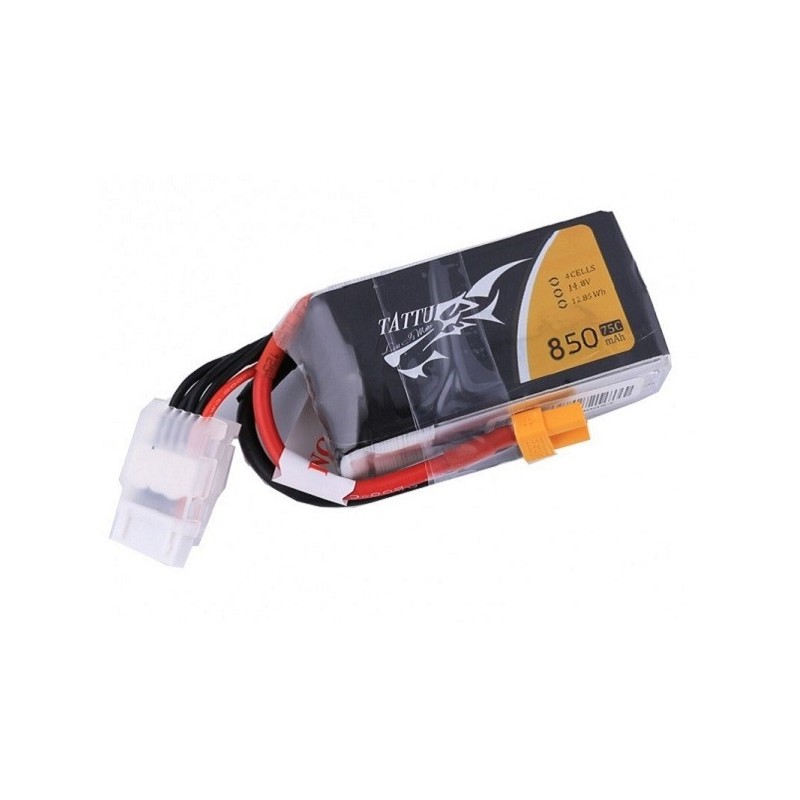 Akku Tattu lipo 4S 14.8V 850mAh 75C Steckdose xt60