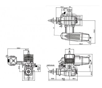 OS GT 15 2T petrol engine with E-4040 silencer