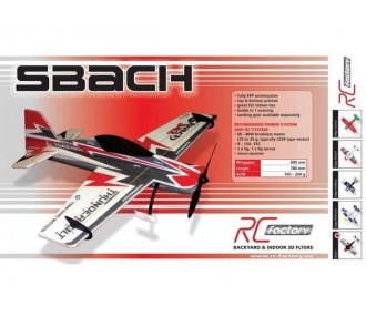 Avion RC Factory Sbach 342 'Backyard Series' rouge/noir env.0.80m