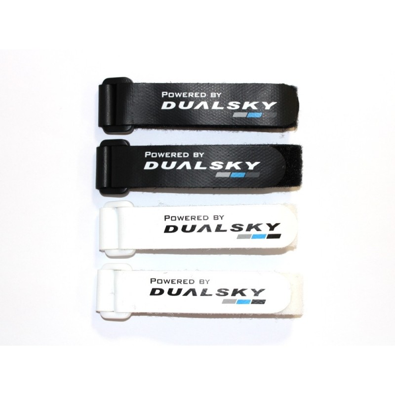 Velcro strips (2x black 2x white) with Dualsky loop, 280mm