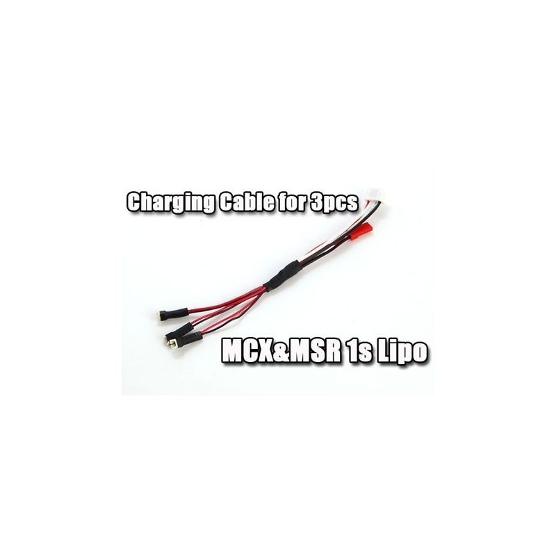 Charging cable for 3 Lipo 1S batteries type MCX/MSR Blade