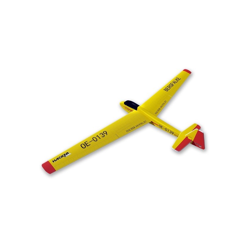 Planeador Bergfalke Amarillo ARF Alas cubiertas/emp aprox.2.00m Modelo Hacker