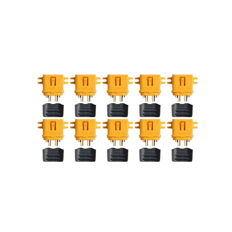 Prises XT60 L male avec capuchon fixable sur platine(10 pcs)