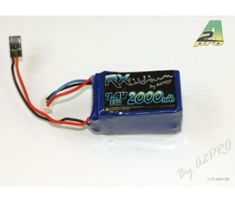 Battery Rx Lipo 2S 2000mAh JR Socket - A2pro