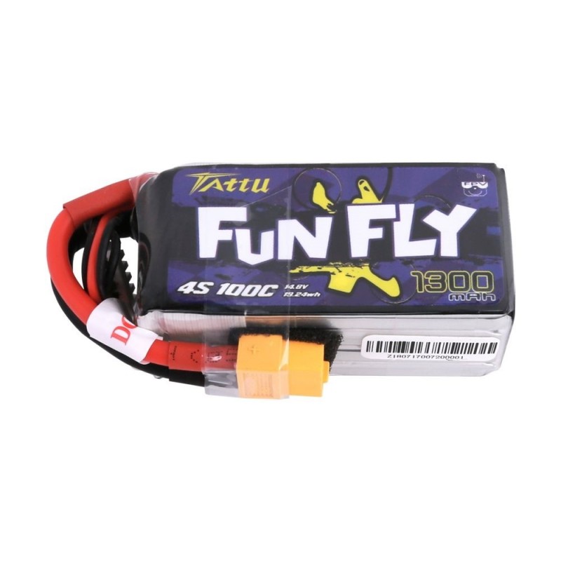 Batterie Tattu lipo Funfly Series 4S 14.8V 1300mAh 100C prise xt60
