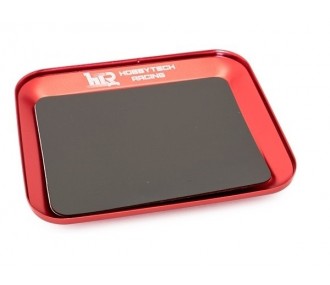 Magnetic aluminium tray Red Metal 119X101mm - Hobbytech