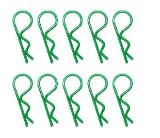 Body clips 1/8th green anodized (bag of 10pcs) - Hobbytech