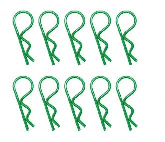 Clip per carrozzeria 1/8 verde anodizzato (sacchetto da 10 pezzi) - Hobbytech