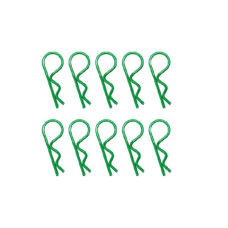 Body clips 1/8th green anodized (bag of 10pcs) - Hobbytech