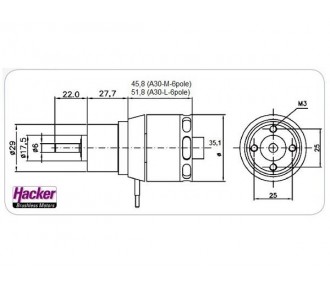 A30 12L V2 6-Pol Hacker + Untersetzungsgetriebe 6,7:1