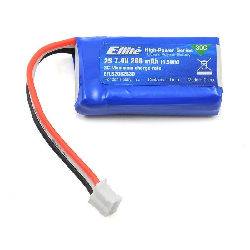 Batterie E-flite lipo 2S 7.4V 200mAh 30C prise jst-bec - EFLB2002S30