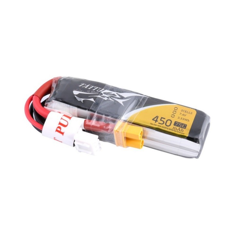 Batteria Tattu (formato lungo) lipo 2S 7,4V 450mAh 75C presa XT30