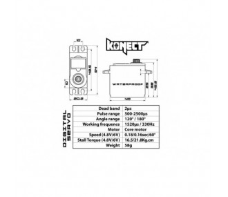 Servo standard Konect 2113LVWP MG (58g, 21kg/cm)