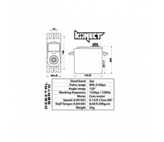 Servo standard Konect 0913LVMG (55g, 9,35kg/cm)