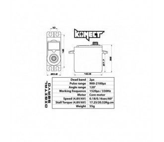 Servo estándar Konect 2116LVWP MG (58g, 20kg/cm)