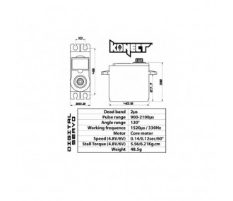 Servo estándar Konect 0612LVPL (48,5 g, 6,21 kg/cm)