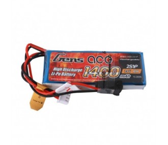 Tx Gensace lipo 2S 7.4V 1400mAh batería JR enchufe