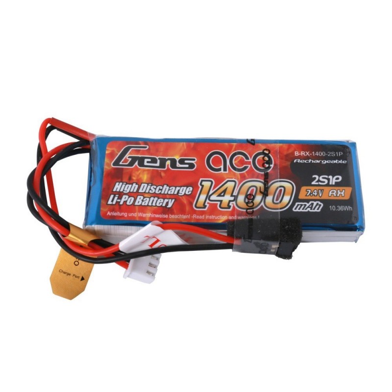 Batteries d'émission - Batterie Tx Gensace lipo 2S 7.4V 1400mAh prise JR -  FLASH RC