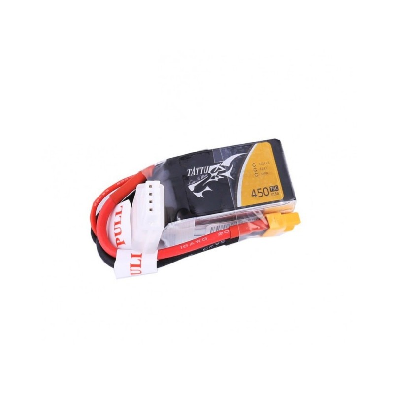 Batterie Tattu lipo 3S 11.1V 450mAh 75C prise xt30