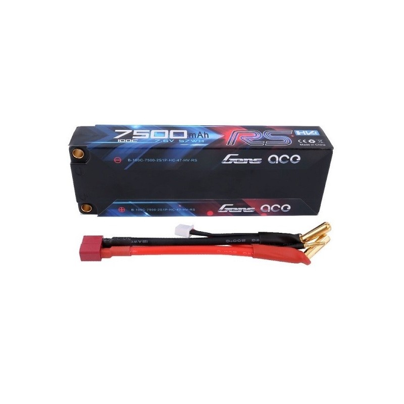 Batería Gens Ace RS Hardcase, Lipo Hv 2S 7.6V 7500mAh 100C zócalo 5mm