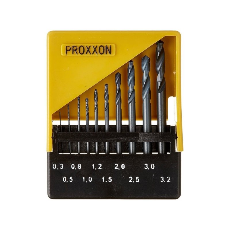 Proxxon HSS Brocas DIN 338 juego de 10 piezas de 0,3 a 3,2 mm