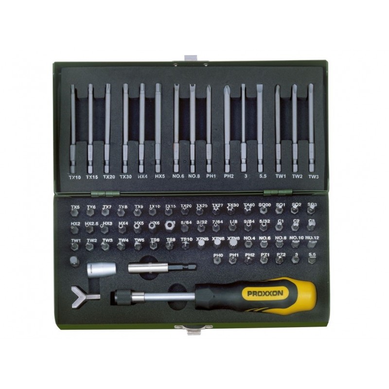 Proxxon 1/4' Safety and Special Bits Set 75 pieces