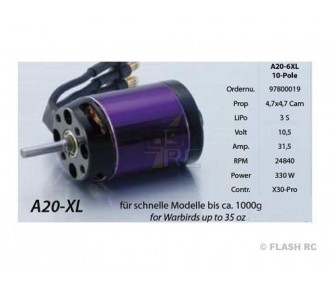 Motor sin escobillas Hacker A20-6 XL EVO de 10 polos