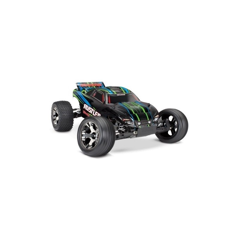 Traxxas Rustler 2WD VXL Green TSM without charger/battery 37076-4