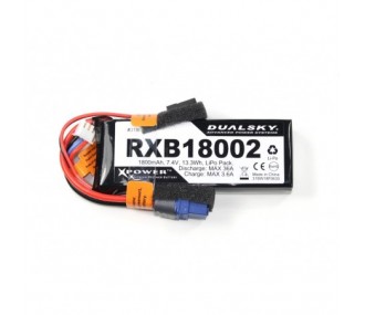 2S 7.4V 1800mAh Lipo Battery 20C RX Dualsky JR and XT60 socket