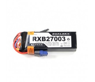 Batería Lipo 3S 11.1V 2700mAh 20C RX Dualsky JR y XT60 Socket