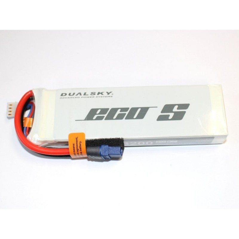 Batteria Dualsky ECO S, lipo 3S 11.1V 3200mAh 25C presa XT60