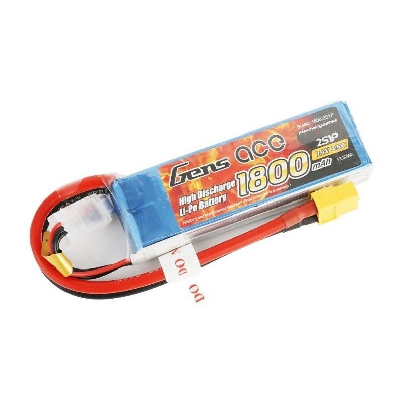 Akku Gens ace lipo 2S 7.4V 1800mAh 45C Stecker XT60