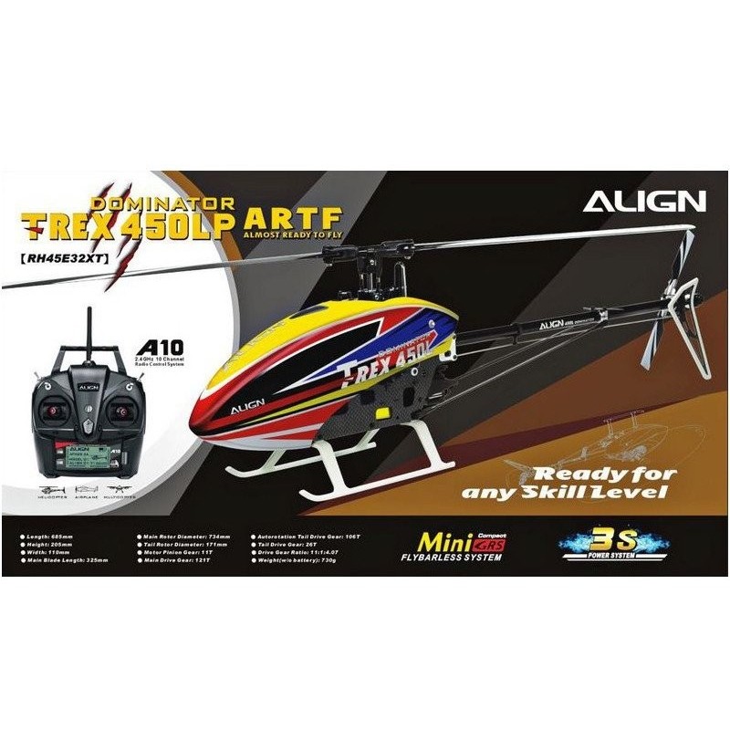 Align T-REX 450LP 3S ARTF

This is already a product name and abbreviation, and it is the same in both French and English. Here’s what it stands for:

- Align: (Brand name, remains the same)
- T-REX 450LP: (Model name, remains the same)
- 3S: (Refers to 3
