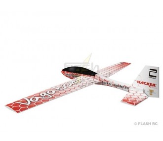 Planeador ARF Vagabond 1500 HexaRed con alas y planos de cola cubiertos Hacker Model