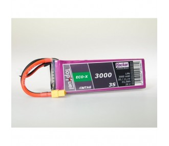 Batterie Lipo Hacker TopFuel Eco-X MTAG 3S 11.1V 3000mAh 20C Prise XT60