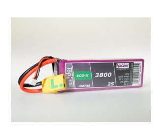 Batterie Lipo Hacker TopFuel Eco-X MTAG 2S 7.4V 3800mAh 20C Prise XT90S