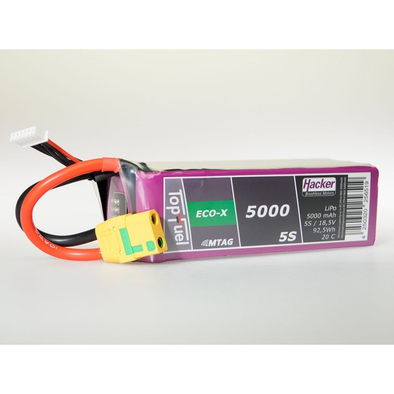 Batterie Lipo Hacker TopFuel Eco-X MTAG 5S 18.5V 5000mAh 20C Prise XT90S