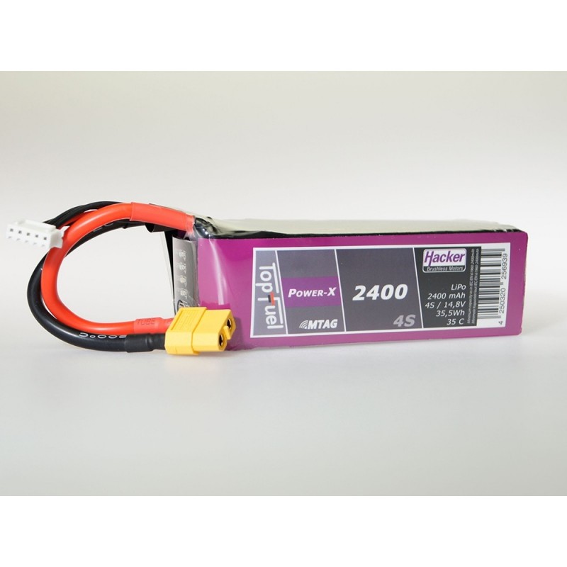 Batterie Lipo Hacker TopFuel Power-X MTAG 4S 14.8V 2400mAh 35C Prise XT60