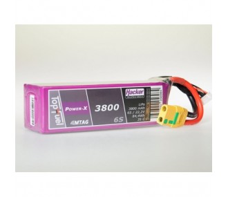 Lipo Akku Hacker TopFuel Power-X MTAG 6S 22.2V 3800mAh 35C Steckdose XT90S