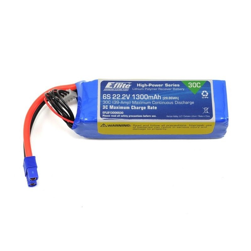 Batteria E-flite Thrust™ lipo 6S 22.2V 1300mAh 30C presa EC3