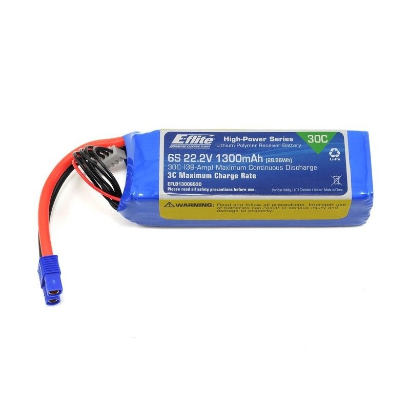 Batterie E-flite Thrust™ lipo 6S 22.2V 1300mAh 30C prise EC3