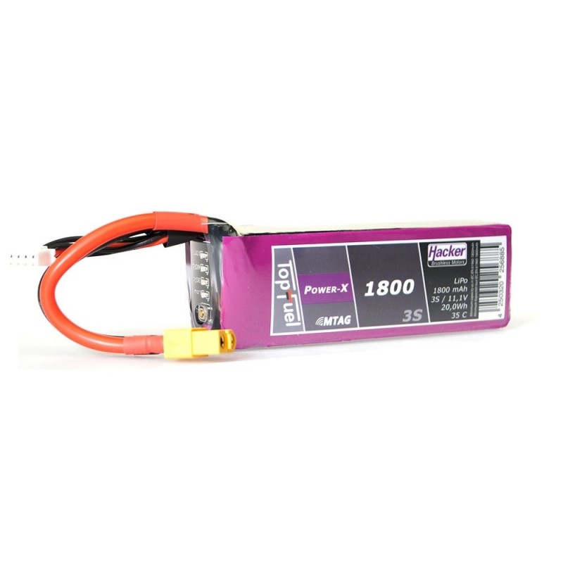 Lipo Battery Hacker TopFuel Power-X MTAG 3S 11.1V 1800mAh 35C XT60 Socket