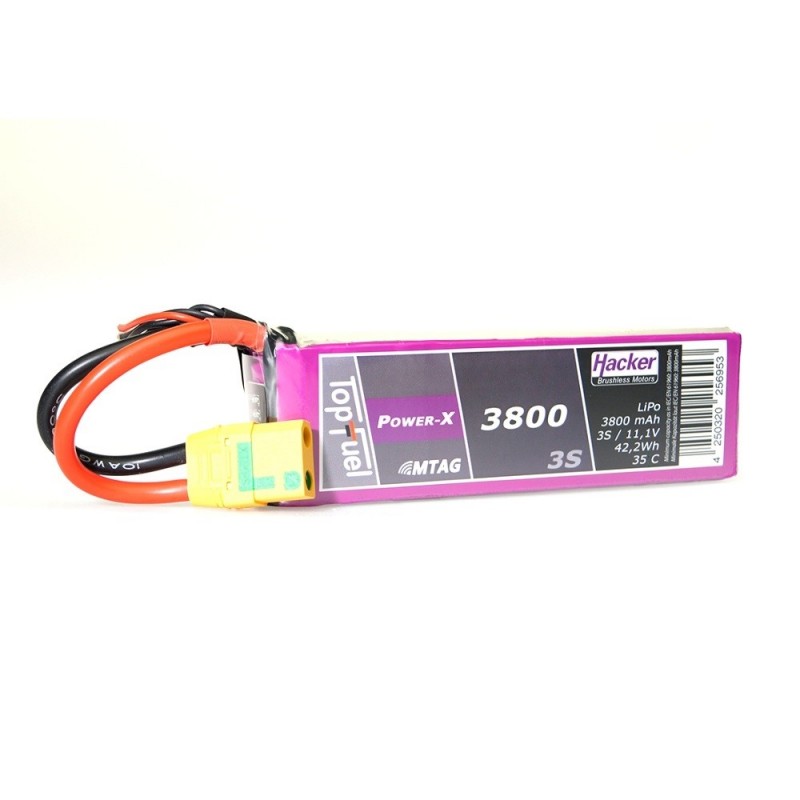 Batterie Lipo Hacker TopFuel Power-X MTAG 3S 11.1V 3800mAh 35C Prise XT90S